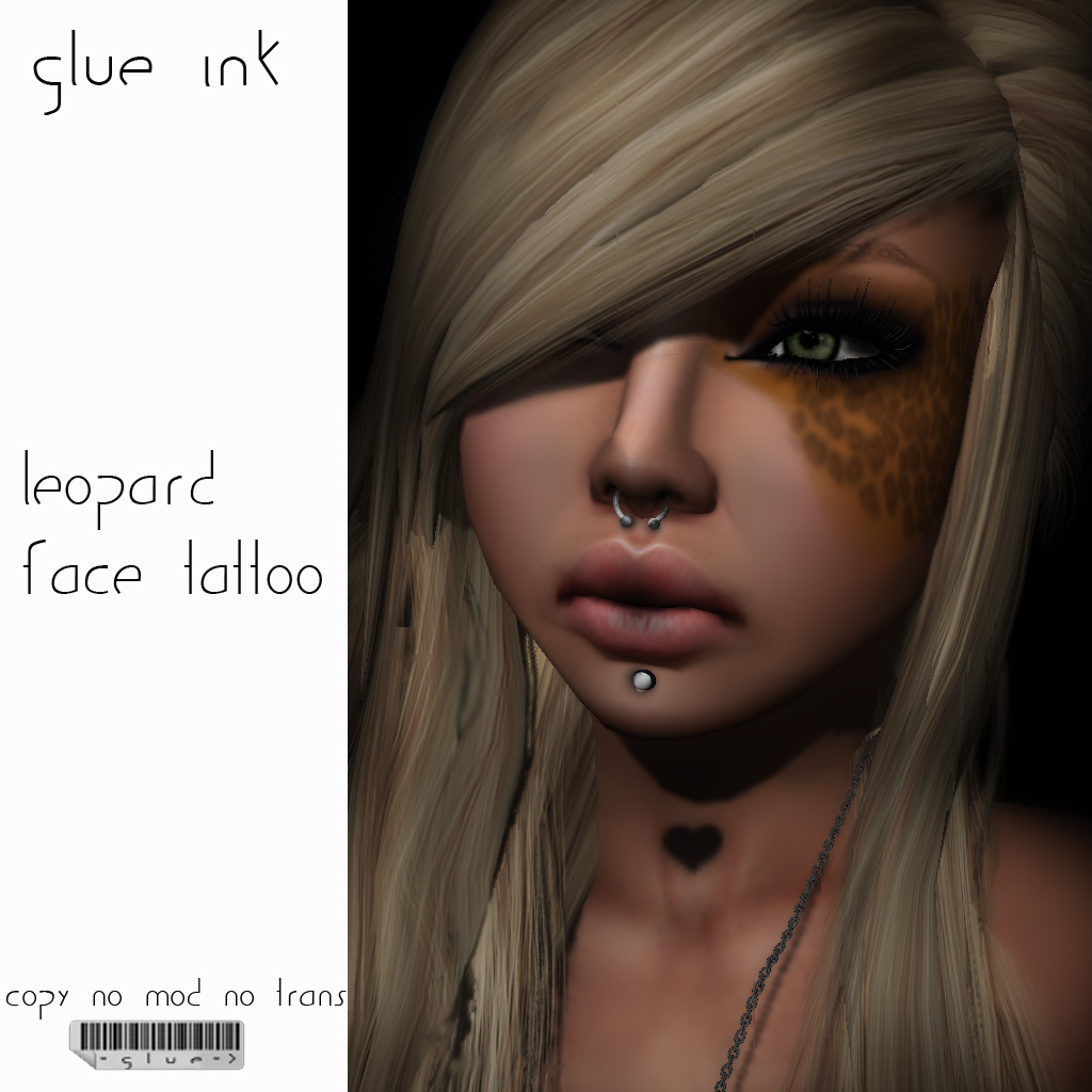 Glue Ink Leopard Face Tattoo